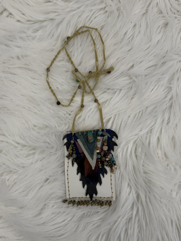 White With Turquoise Cell Phone Crossbody