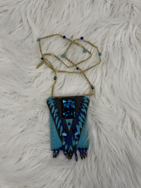 Blue With Large Stone Cell Phone Crossbody