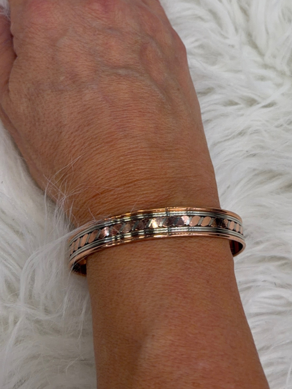 Silver & Copper Rope Copper Magnetic Bracelet
