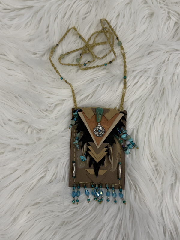 Turquoise Charms with Tan Cell Phone Crossbody