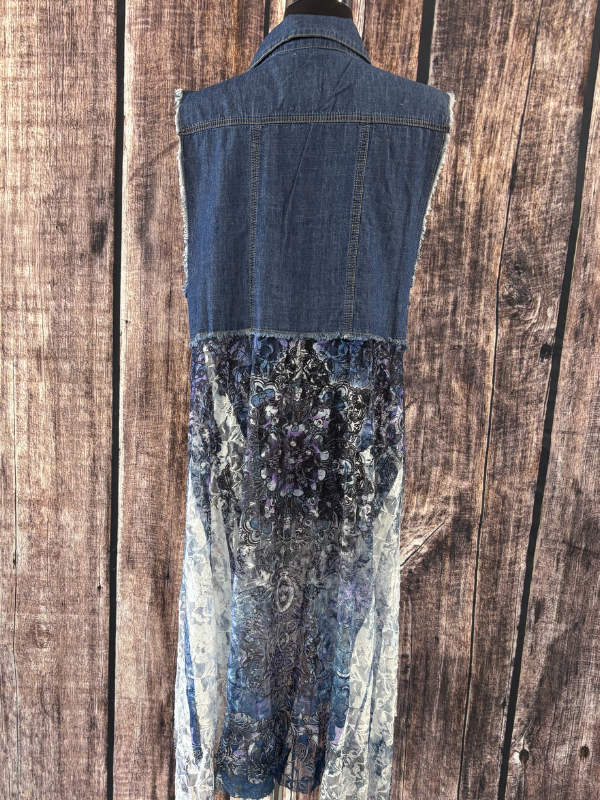 Origami Chic Cropped Denim Lace Layer Vest