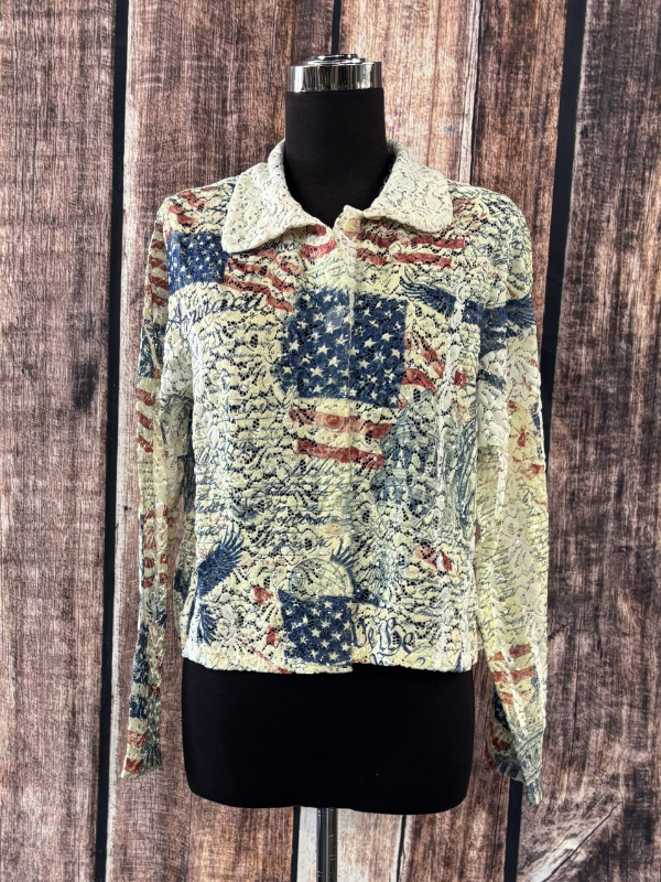 Origami Cropped Sequin Embellished Button-Up