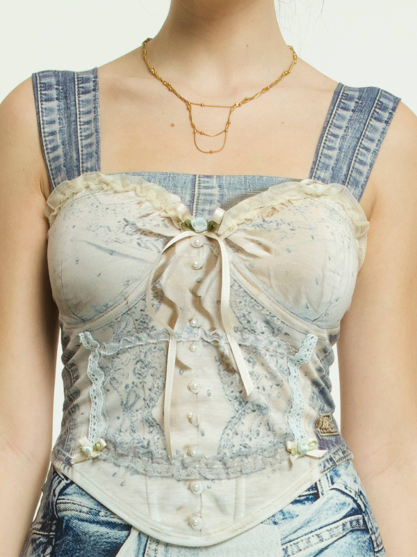 IPNG Design -  Tank Top Corsage Blue Jeanious