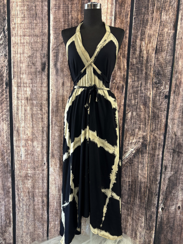 Tie-Dye Halter Open Back Maxi Dress One Size