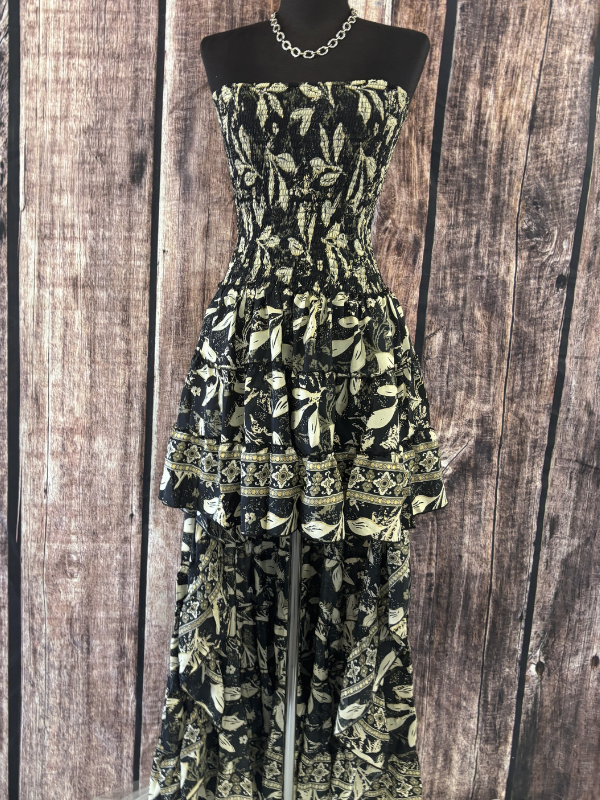 Black & Beige High Low Dress