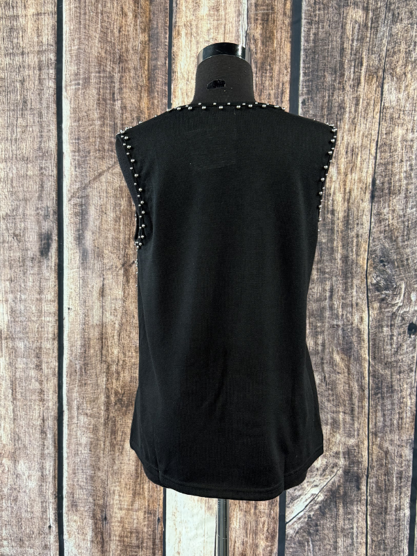 Vocal Embellished Cutout Front Muscle Tank Black