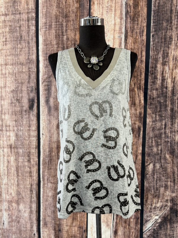 Vocal Western Print Tank Top Horseshoes