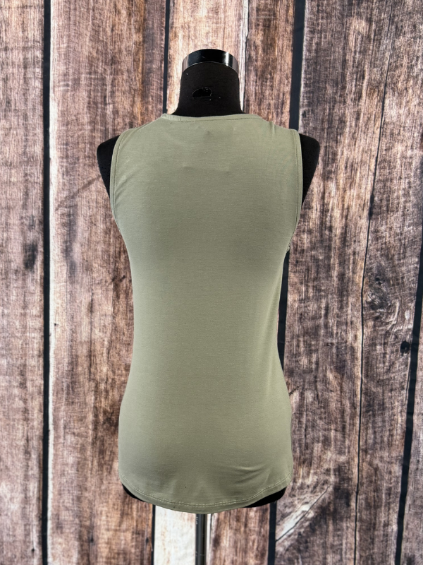 Vocal Sleeveless Top With Studs Olive Green