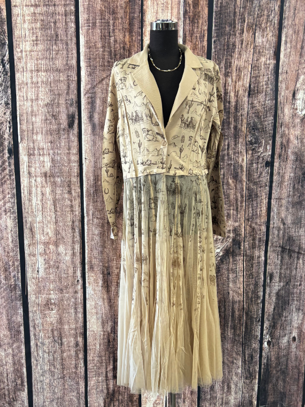 Origami Chic Contrast Longline Blazer Jacket With Mesh Tulle Panel