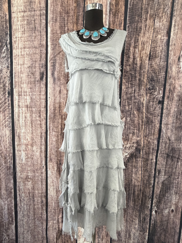 Dance in Paris - Women's Sleeveless Solid Maxi Dress Silver