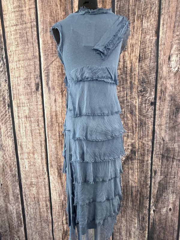 Dance in Paris - Women's Sleeveless Solid Maxi Dress Denim Blue
