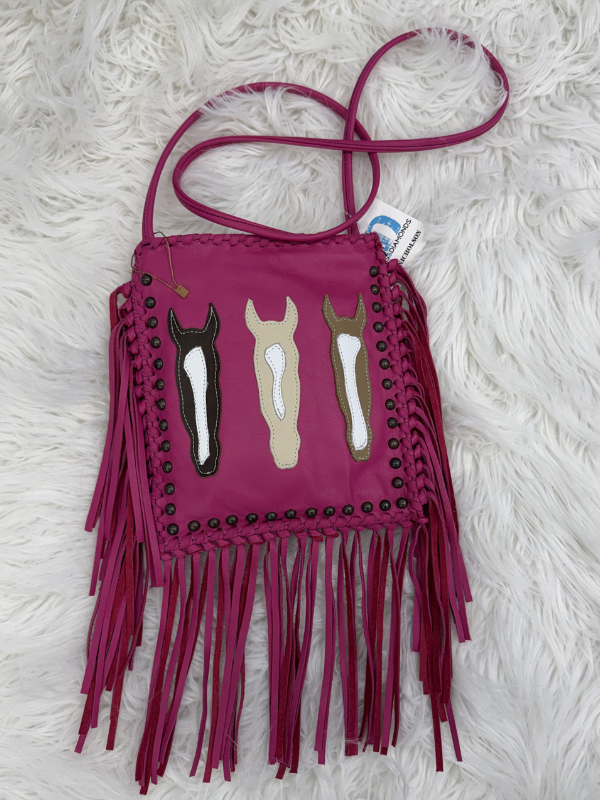 Pink Horse Portrait Crossbody Purse by Kurtmen