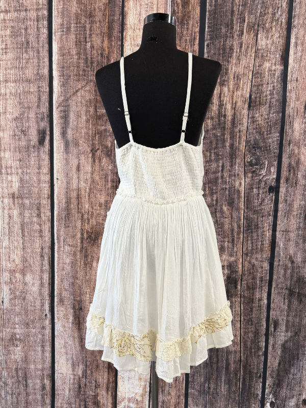 V-neck Smocked Waist Ruffle Tassel Sleeveless Short Dress