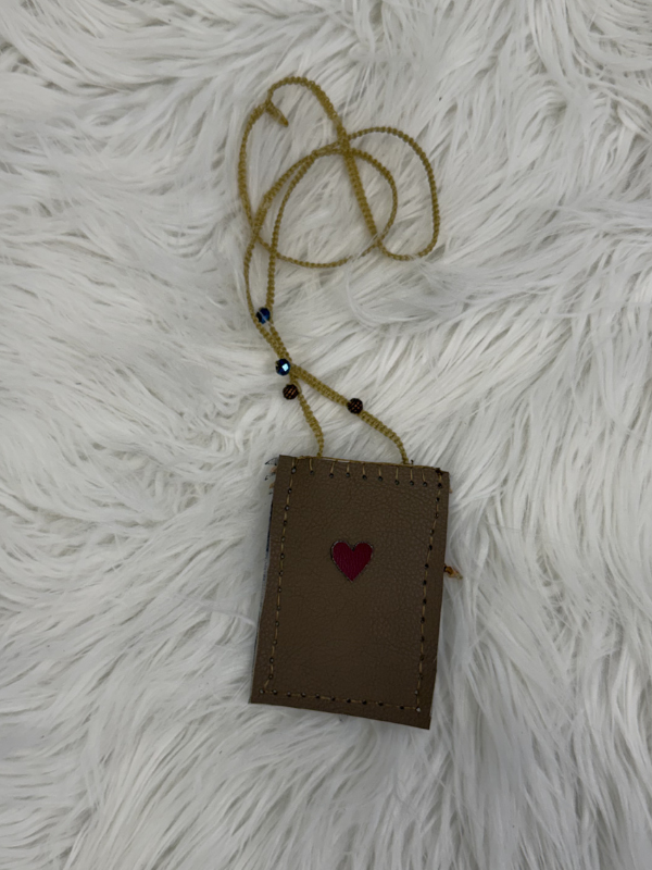Navy & Brown Beaded Cell Phone Crossbody