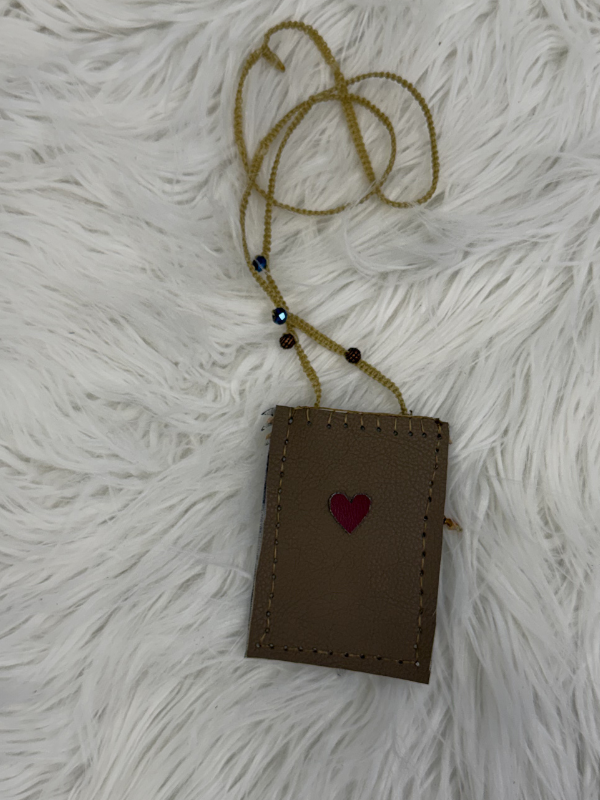 Navy & Brown & Black Beaded Cell Phone Crossbody