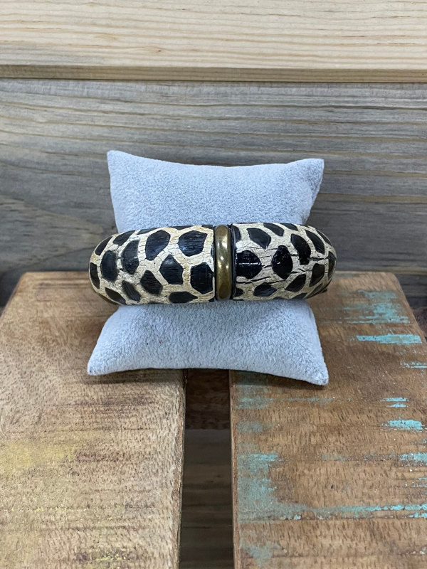 No Bling Cheetah Wood Bangle Bracelet