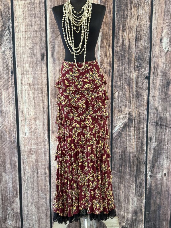 Red Floral Printed Skirt Marrika Nakk Skirt
