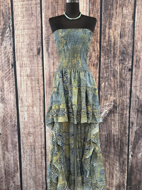 Geometric Stretch High Low Dress