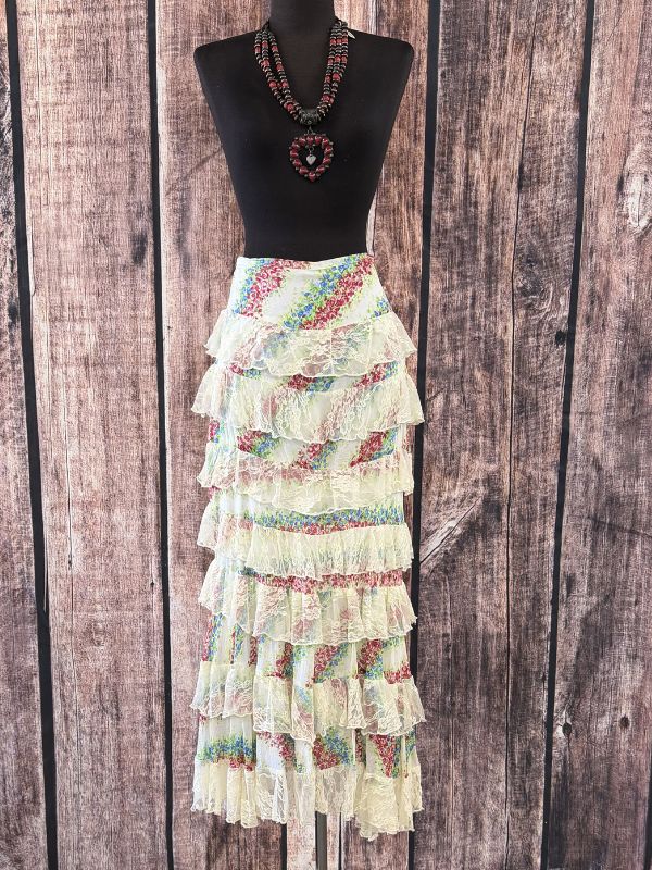 Green, Red, Tan Stripped Floral Printed Skirt Marrika Nakk Skirt