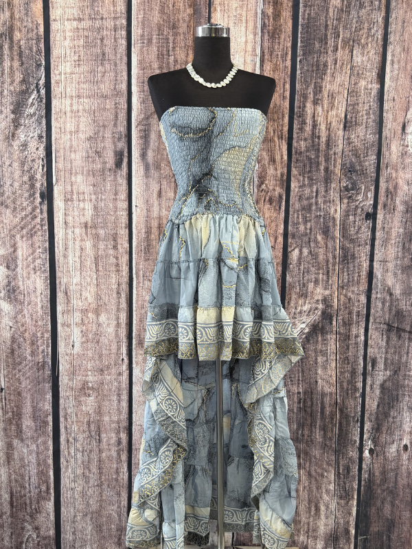 Grey Stretch High Low Dress