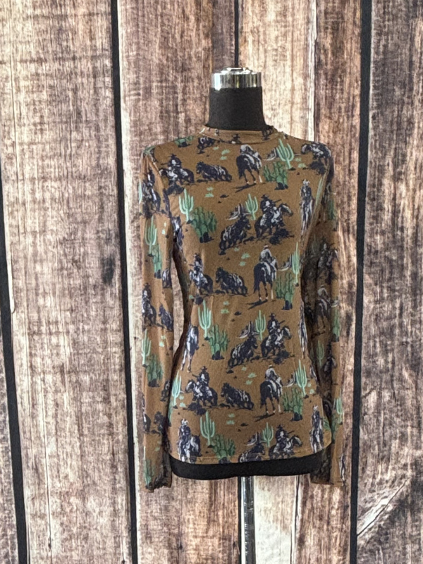 Marylin Western Cactus Cowboy Print Top