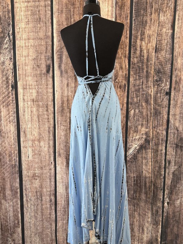 Blue Boho Halter Dress