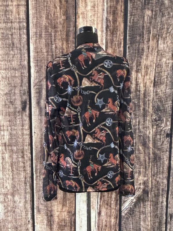 Western Horse Bridle Print Long Sleeves Top