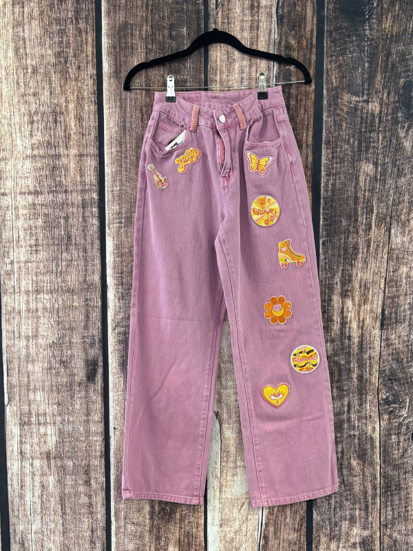 Pink Jeans Flower Power by Diane Grambo Leather Works