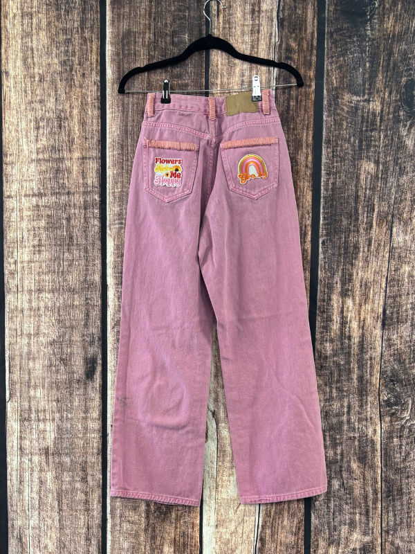 Pink Jeans Flower Power by Diane Grambo Leather Works