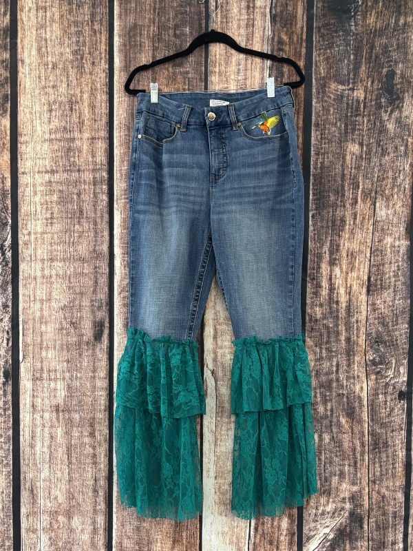 Patchwork Jean Jacket and Ruffle Pant Set by Marti Rae #254