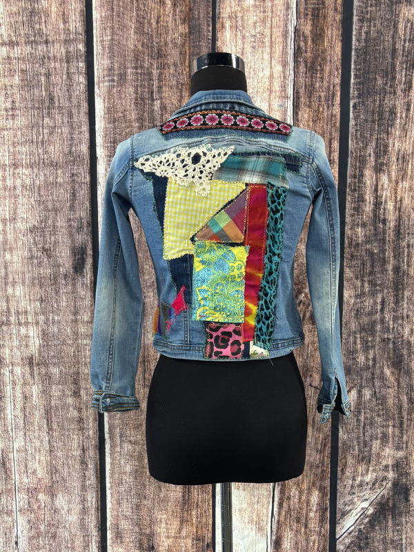 Patchwork Jean Jacket and Ruffle Pant Set by Marti Rae #254