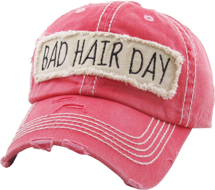 Bad Hair Day Washed Vintage Ball Cap Wine Red