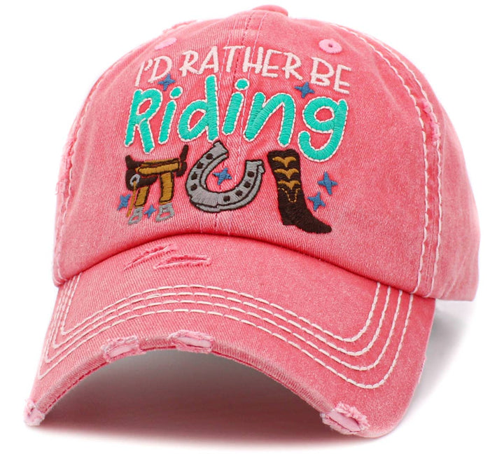 I'd Rather Be Riding Vintage Baseball Cap White