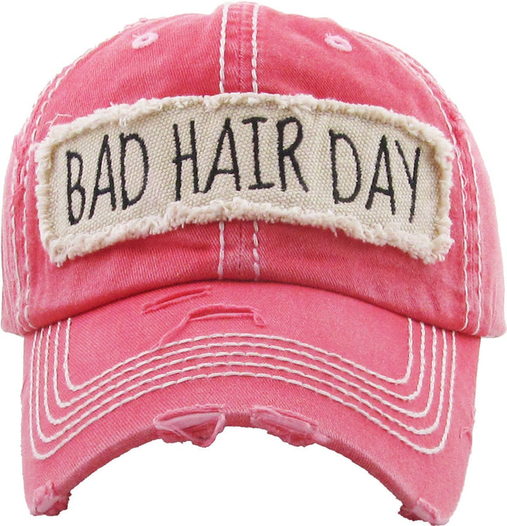 Bad Hair Day Washed Vintage Ball Cap Wine Red