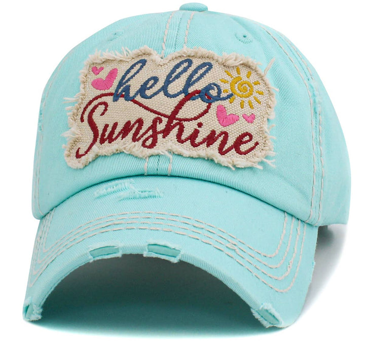 Hello Sunshine Washed Vintage Baseball Cap White