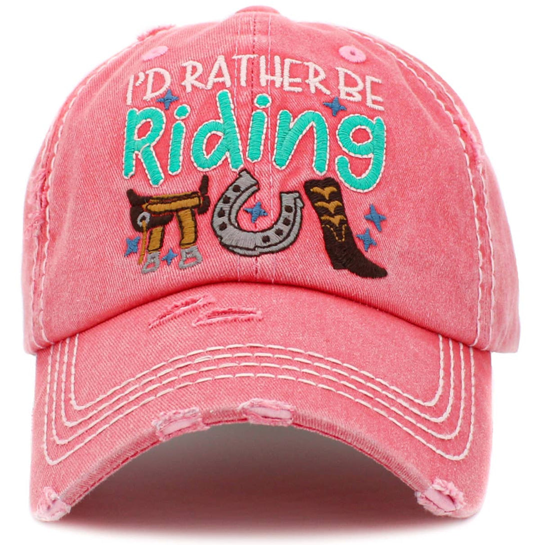 I'd Rather Be Riding Vintage Baseball Cap White