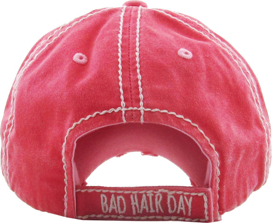 Bad Hair Day Washed Vintage Ball Cap Wine Red