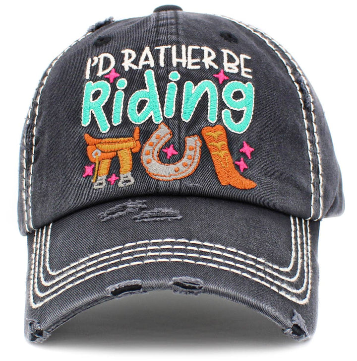 I'd Rather Be Riding Vintage Baseball Cap White