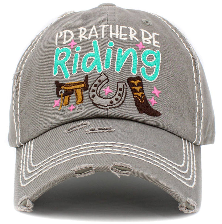 I'd Rather Be Riding Vintage Baseball Cap White