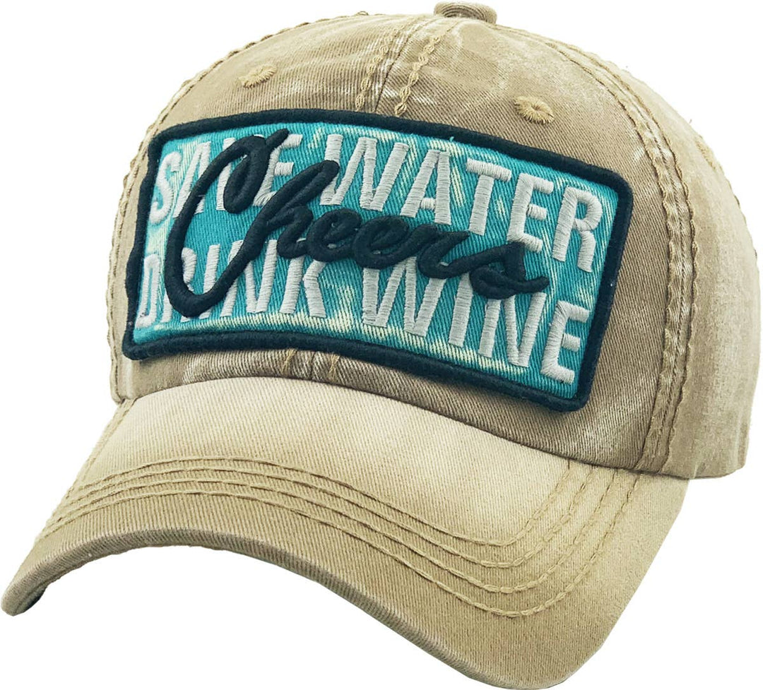 Save Water Drink Wine Vintage Ballcap One Size Adjustable Black