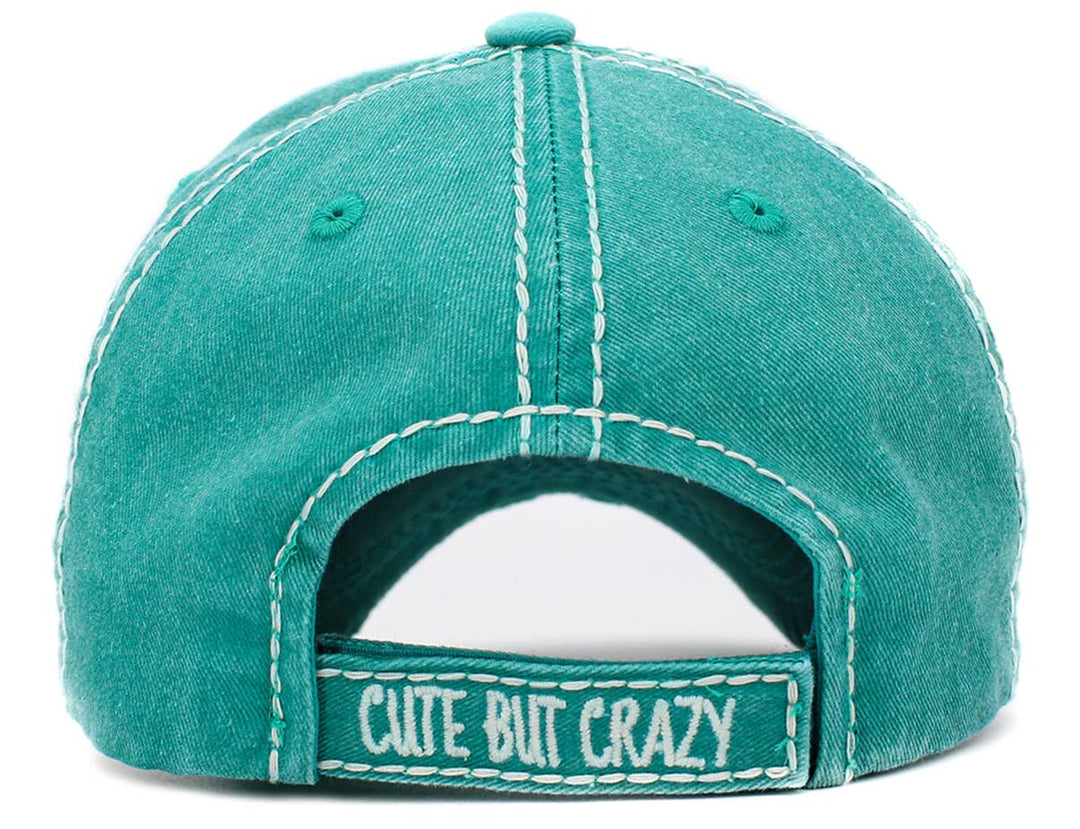 Turquoise Cute But Crazy Vintage Baseball Cap