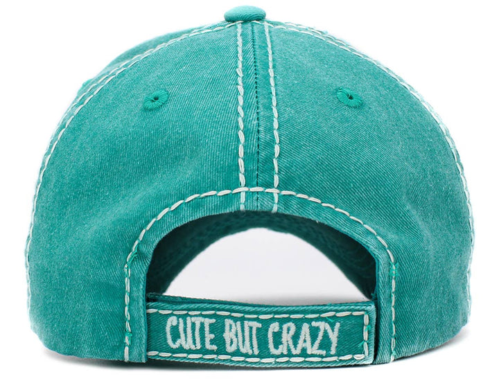 Turquoise Cute But Crazy Vintage Baseball Cap