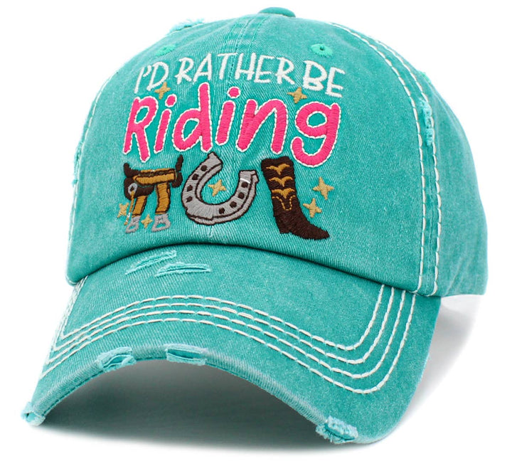 I'd Rather Be Riding Vintage Baseball Cap White