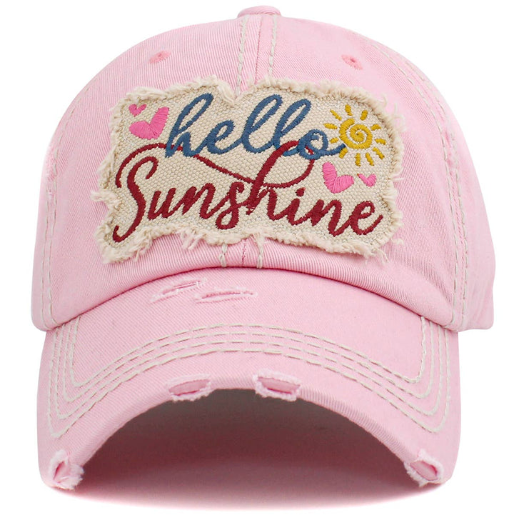 Hello Sunshine Washed Vintage Baseball Cap White