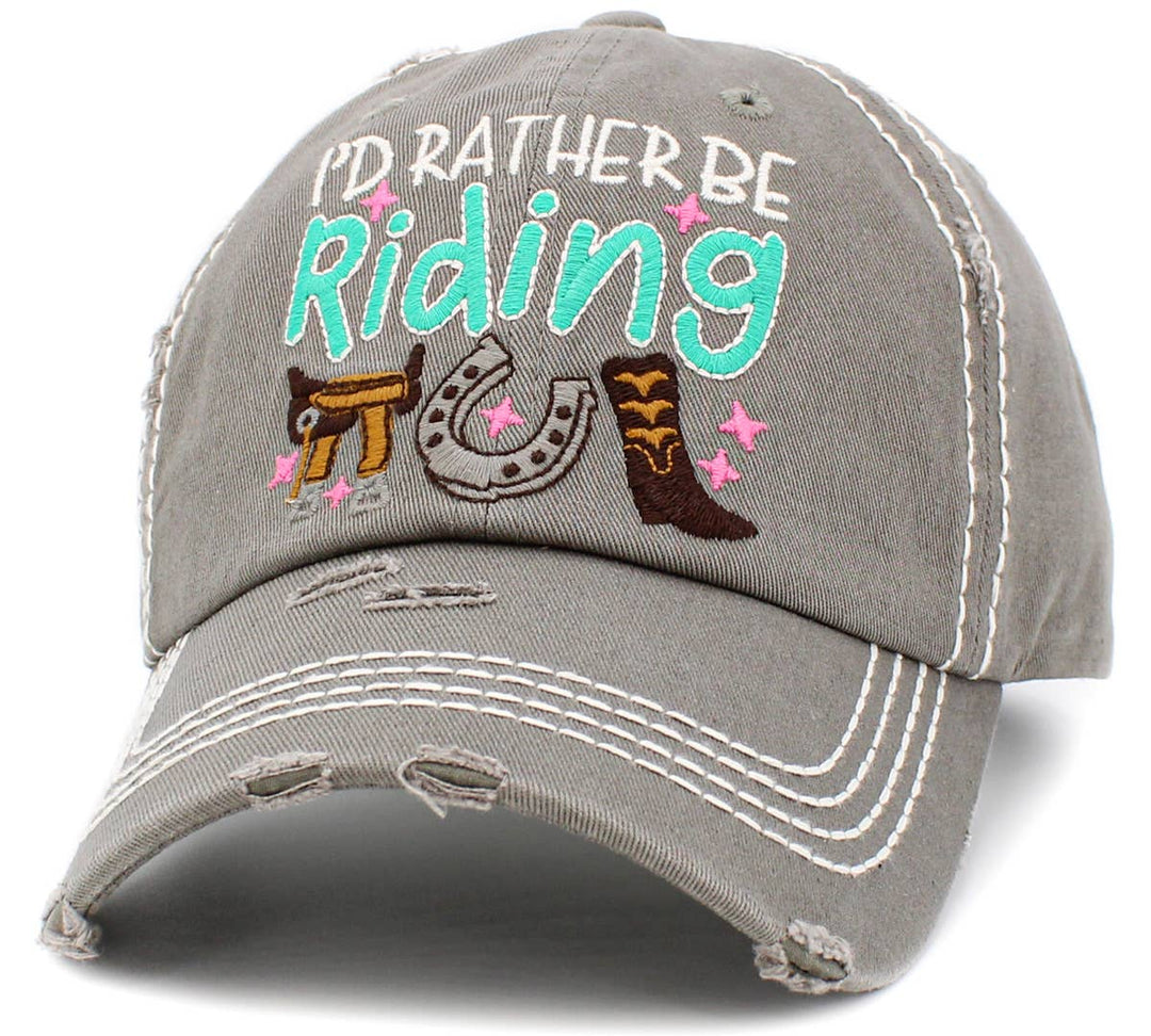I'd Rather Be Riding Vintage Baseball Cap White