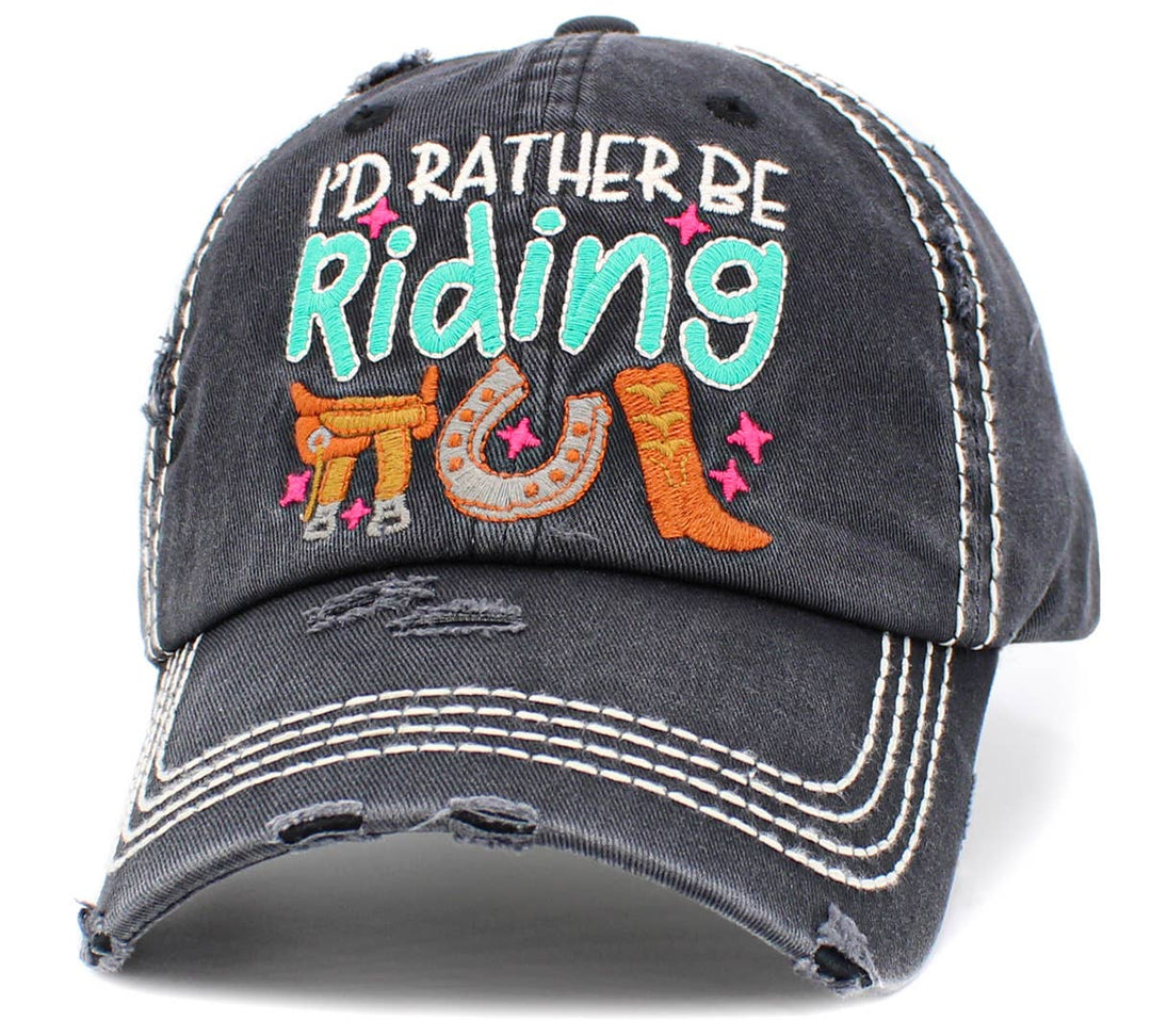 I'd Rather Be Riding Vintage Baseball Cap White