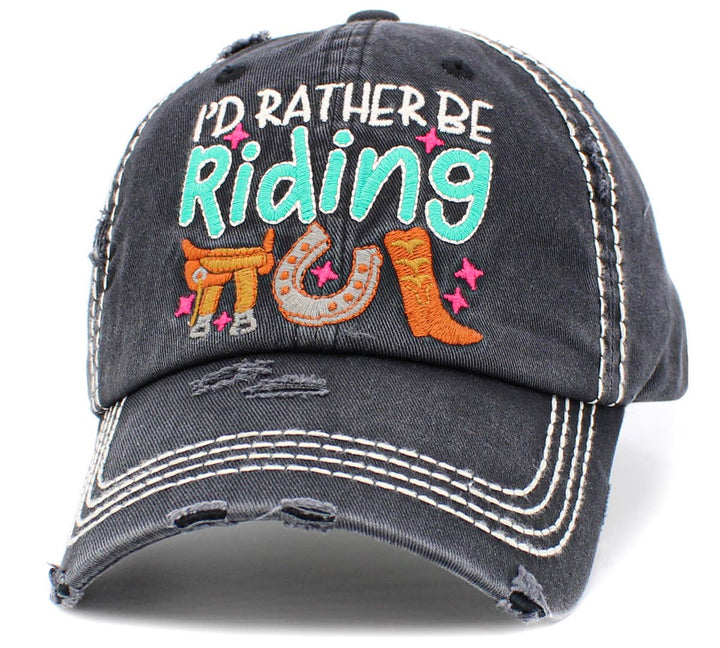 I'd Rather Be Riding Vintage Baseball Cap White