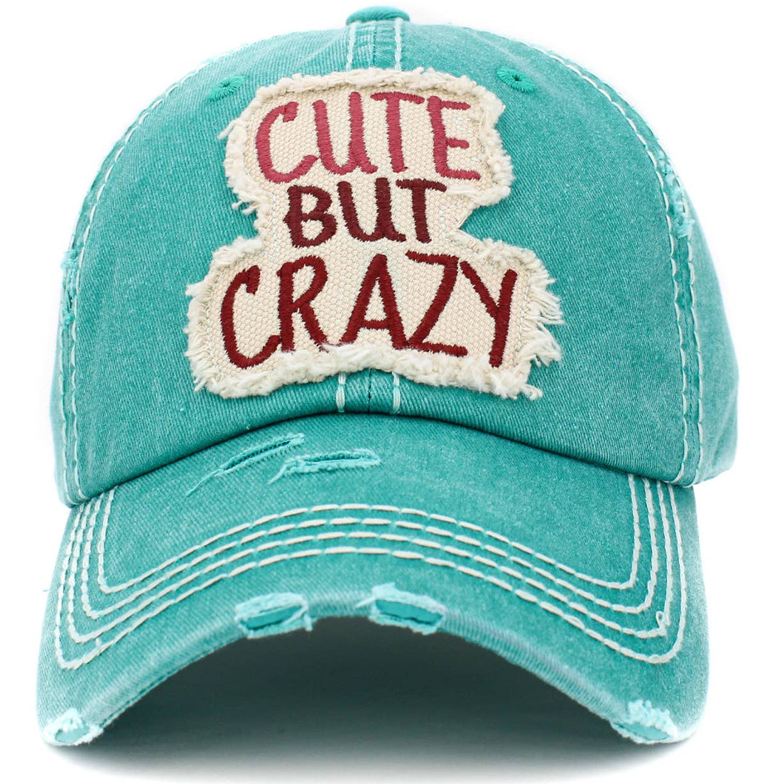 Turquoise Cute But Crazy Vintage Baseball Cap