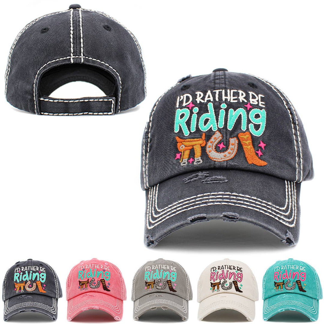 I'd Rather Be Riding Vintage Baseball Cap White