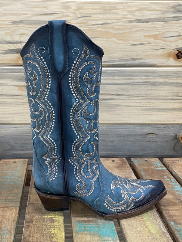 Corral L5869 Blue Jean Embroidery Triad Snip Toe Boot